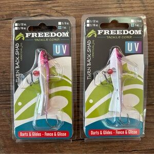 Two Freedom Tackle 1oz Turnback Shad Vertical Jigs in Purple/Violet